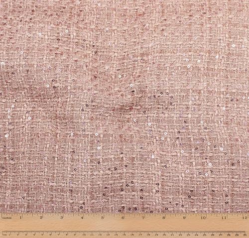 Télio 43206-13-10Y Hermance Tweed Stoff, Polyester, Lurex, Rose, 58 Inches von Télio