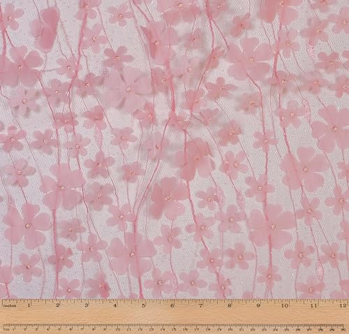 Télio 43643-22-15Y Blütenblatt-Stickerei Stoff, Polyester, Pink von Télio