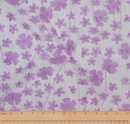 Télio 43643-28-10Y Blütenblatt-Stickerei Stoff, Polyester, Veilchen von Télio