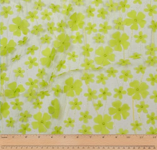 Télio 43643-47-10Y Blütenblatt-Stickerei Stoff, Polyester, zitrusgelb von Télio