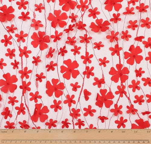 Télio 43643-62-15Y Blütenblatt-Stickerei Stoff, Polyester, Sugar Coral von Télio