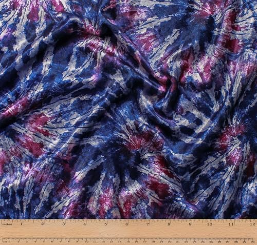 Télio 43669-02-10Y Digitaler Samtdruck Stoff, Polyester, Spandex, blau/rose von Télio