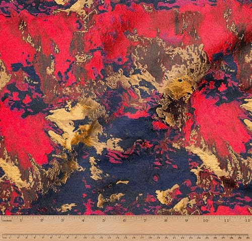 Télio 44701-04-10Y Mona Jacquard Stoff, Polyester, rot/goldfarben von Télio