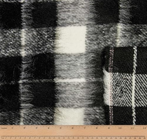 Télio 44723-01-10Y Gebürsteter Tweed Stoff, Polyester, Schwarz/Weiß, 58 Inches von Télio