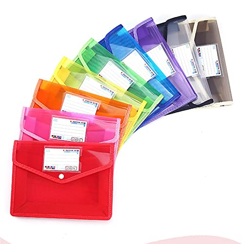 A5 Dokumententasche Sammelmappen Projektmappen, Dokumententaschen A5 farbig 9 Stück, 9 farbige Dokumentenmappe Brieftaschen, Projektmappen mit Druckknopf, Mit Druckknopf Kunststoff Umschlag Mappe von Telismei