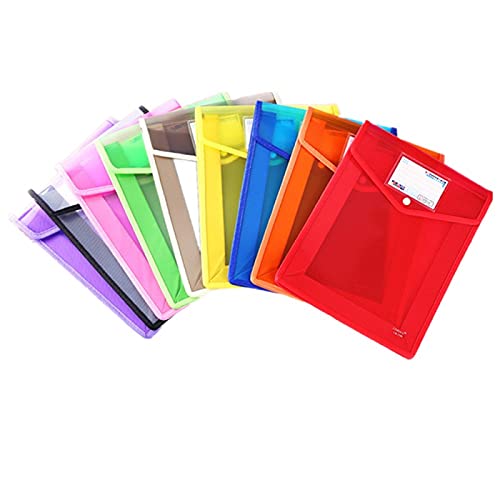 Dokumententaschen A4 farbig 9 Stück, A4 Dokumententasche Sammelmappen Projektmappen, 9 farbige Dokumentenmappe Brieftaschen, Projektmappen mit Druckknopf, Mit Druckknopf Kunststoff Umschlag Mappe von Telismei