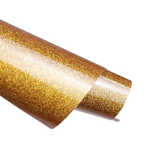 Glitzer-Wärmetransfer-Vinyl-Rolle, 30,5 cm x 1,5 m, metallisches HTV-Vinyl zum Aufbügeln, für T-Shirts, Basteln, langlebiges und waschbares Glitzerschriftmaterial (Gold) von Telituny