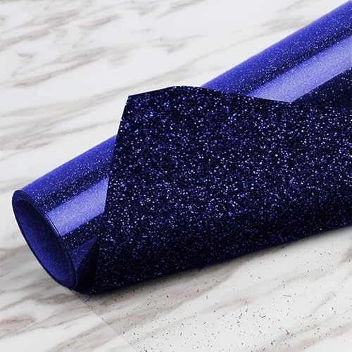 Glitzer-Wärmetransfer-Vinyl-Rolle, 30,5 cm x 1,5 m, metallisches HTV-Vinyl zum Aufbügeln, für T-Shirts, Basteln, langlebiges und waschbares Glitzerschriftmaterial (blau) von Telituny