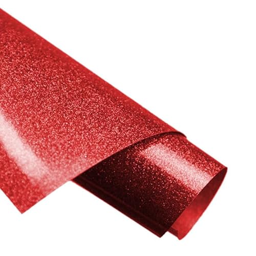 Glitzer-Wärmetransfer-Vinyl-Rolle, 30,5 cm x 1,5 m, metallisches HTV-Vinyl zum Aufbügeln, für T-Shirts, Basteln, langlebiges und waschbares Glitzerschriftmaterial (rot) von Telituny
