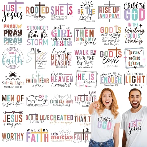 Tellingyou 36 Blatt Bügelbilder, Vinyl, bestickte Applikation für T-Shirts, Jacken, Kissenbezüge, Rucksack, Hoodies, DIY-Dekorationen (christliche Bibel) von Tellingyou