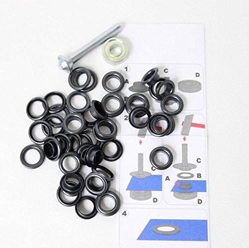 642371 40 Ösen mit Scheiben 5mm brüniert schwarz inkl. Werkzeug von Telliswelt
