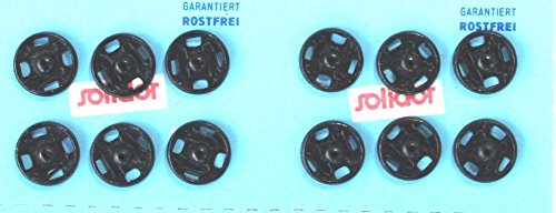 12 Qualitäts Annäh Druckknöpfe 11 mm rostfrei schwarz Passloch & gebördelter Rand 12 Qualitäts Annäh Druckknöpfe 11 mm rostfrei schwarz Passloch & gebördelter Rand von Telliswelt