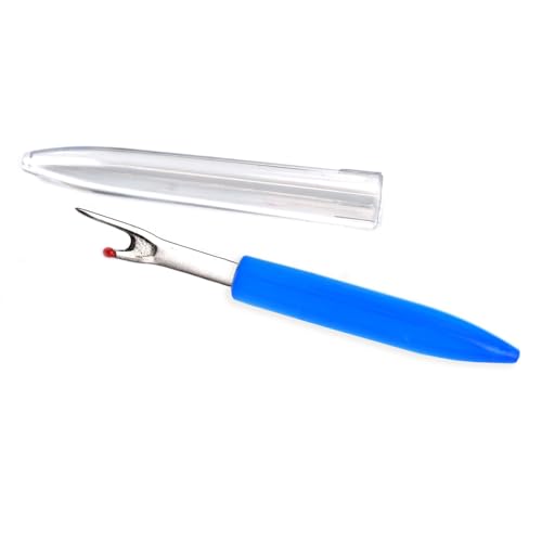 Telliswelt Kompakter Nahttrenner 6,5 cm – Farbiger Knopflochtrenner mit Schutzkappe, Farbe: Blau von Telliswelt