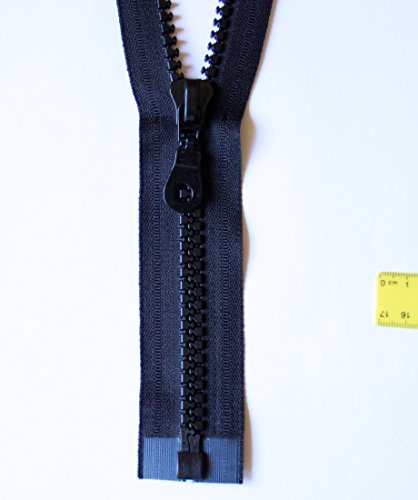 Telliswelt Reißverschluß Kunststoff schwarz Plaste teilbar 8mm breite Krampe Motorradjacke, Länge:60 cm von Telliswelt