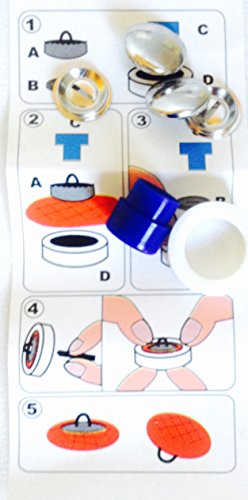 Überziehbare Knöpfe 5 Stück 19 mm mit Werkzeug silber für feine Stoffe von Telliswelt
