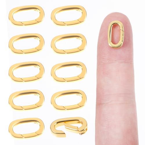 10 Stück Mini Karabiner Gold Kettenverschluss DIY Halskette Armband Schmuckverschluss 14 × 8mm Ovaler Verschluss Karabiner Verbinder Federringverschluss für Schmuckverbindung Ovalverschluss 10 Stück Mini Karabiner Gold Kettenverschluss DIY Halskette Armband Schmuckverschluss 14 × 8mm Ovaler Verschluss Karabiner Verbinder Federringverschluss für Schmuckverbindung Ovalverschluss von Telooco