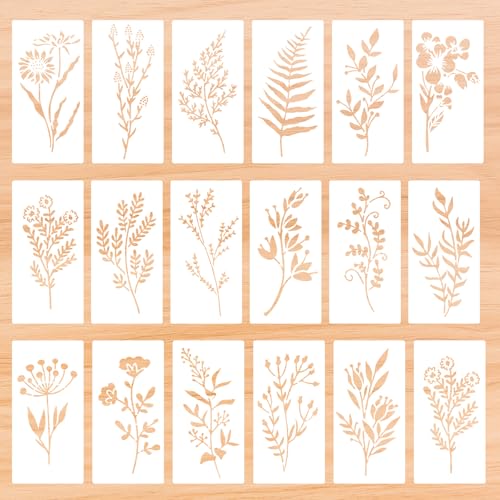 18 Stück Blumen Schablonen zum Malen Wiederverwendbare Blumen Schablonen zum Basteln Kunststoff Schablonen Set für Wandmalerei Wildblumenblätter Malschablonen für DIY Kunst Scrapbook 18 Stück Blumen Schablonen zum Malen Wiederverwendbare Blumen Schablonen zum Basteln Kunststoff Schablonen Set für Wandmalerei Wildblumenblätter Malschablonen für DIY Kunst Scrapbook von Telooco