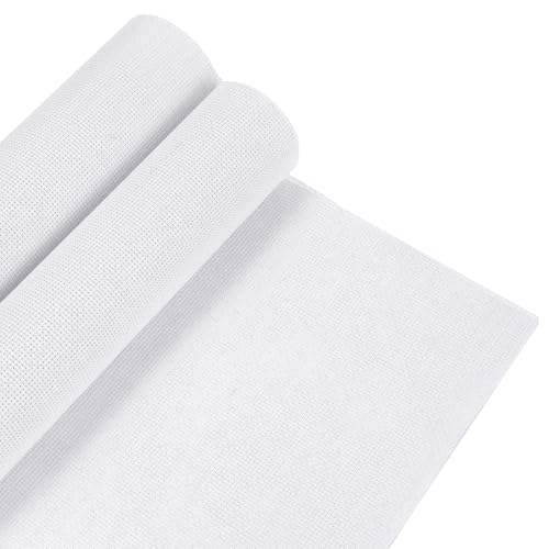 2 Stück Baumwolle Kreuzstich Stoff Weiß Leinenstoff 14 ct Stickstoff zum Sticken Stickerei Stoff Embroidery Fabric Stramin zum Sticken Tuch für Handarbeiten DIY Näharbeit (55 × 50 cm) von Telooco