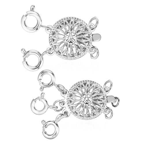2 x Halsketten-Verschlüsse, Halsketten-Trenner, zum Schichten, mehrere Halskettenverschlüsse für stapelbare Halsketten, Schmuck (Silber) von Telooco