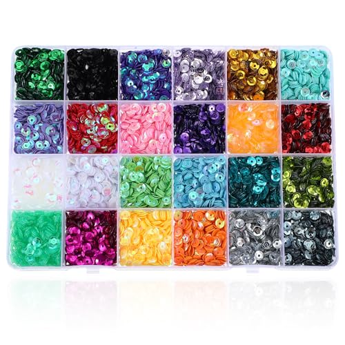 21600 Stück Pailletten zum Basteln, 5mm Bastelpailletten mit Löchern Kleidungszubehör Großpackung Sticken Pailletten zum Nähen mit Box Bastel Glitzer Set für DIY Kunsthandwerk Herstellung 21600 Stück Pailletten zum Basteln, 5mm Bastelpailletten mit Löchern Kleidungszubehör Großpackung Sticken Pailletten zum Nähen mit Box Bastel Glitzer Set für DIY Kunsthandwerk Herstellung von Telooco
