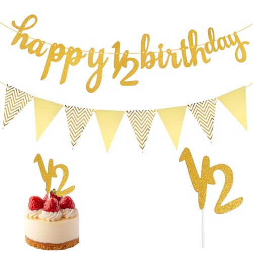 3 Stück Halben Jahr Happy Birthday Girlande Gold Halb Geburtstags Dekorationsset Glitzer „Happy Half Birthday“ Banner Wimpelbanner Kuchendekoration zum Halben Geburtstag für Babypartys 3 Stück Halben Jahr Happy Birthday Girlande Gold Halb Geburtstags Dekorationsset Glitzer „Happy Half Birthday“ Banner Wimpelbanner Kuchendekoration zum Halben Geburtstag für Babypartys von Telooco