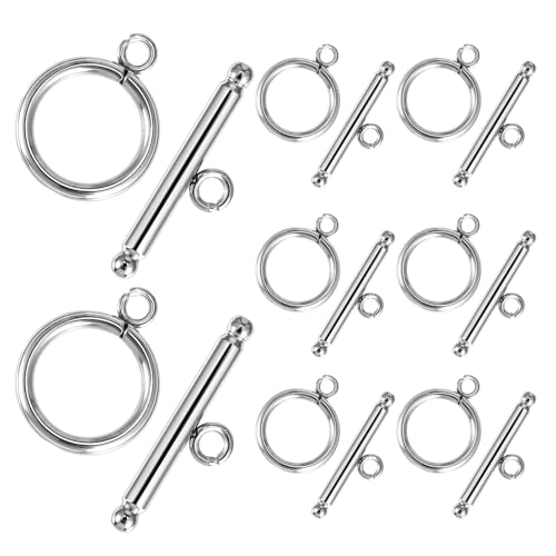 30 Sets Schmuckverschluss T-Form Schmuckherstellung Kette Kettenverschluss Halskette Armband Schmuck Schnalle Schmuckverschlüsse Edelstahl OT Verschlüsse DIY Armband Halskettenverschlüsse von Telooco