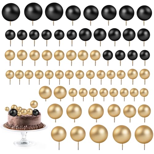 66 Stück Cake Topper Geburtstag Tortendeko Kugeln Schwarz Gold Hochzeit Tortendeko Kuchenaufsätze Kuchen Kugeln Deko Cake Kuchendekoration für Geburtstag Jahrestag Babyparty (4 Größen) 66 Stück Cake Topper Geburtstag Tortendeko Kugeln Schwarz Gold Hochzeit Tortendeko Kuchenaufsätze Kuchen Kugeln Deko Cake Kuchendekoration für Geburtstag Jahrestag Babyparty (4 Größen) von Telooco