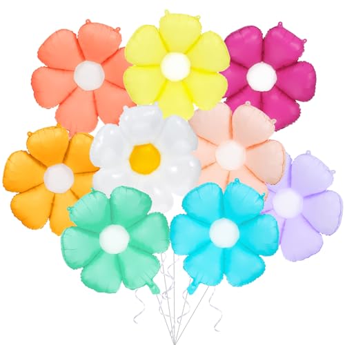 9 Stück Blumenballon, Gänseblümchen-Ballon, bunte böhmische Blumenballons, geeignet für Geburtstag, Hochzeit, Party-Dekoration (9 Farben, mittlere Größe) von Telooco