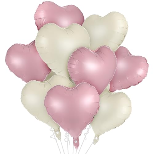 Herzförmige Luftballons in Herzform, cremefarben, 10 Stück, 45,7 cm, herzförmige Folienballons, Liebesballon für Valentinstag, Hochzeit, Verlobung, Party, Geburtstag, Dekorationen Herzförmige Luftballons in Herzform, cremefarben, 10 Stück, 45,7 cm, herzförmige Folienballons, Liebesballon für Valentinstag, Hochzeit, Verlobung, Party, Geburtstag, Dekorationen von Telooco