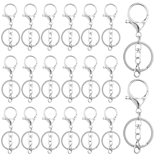 Telooco 20 Sets Schlüsselringe Silber Schlüsselanhänger Ringe mit Karabinerverschluss Flacher Öffnung Schlüsselanhängerring DIY Schlüsselring Metall Taschenanhänger Schmuckherstellung (Silber) Telooco 20 Sets Schlüsselringe Silber Schlüsselanhänger Ringe mit Karabinerverschluss Flacher Öffnung Schlüsselanhängerring DIY Schlüsselring Metall Taschenanhänger Schmuckherstellung (Silber) von Telooco