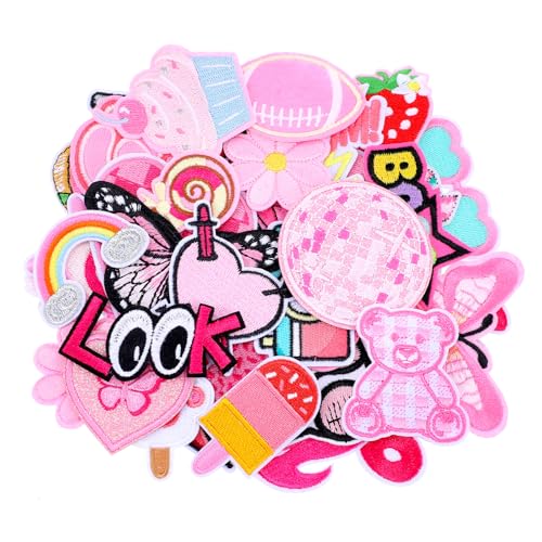 Telooco 45 Stück Bügelsticker für Klamotten Rosa Bügelflicken Mädchen Hüte Patches zum Aufbügeln Textilien Bügelbilder Gestickte Applikation Dekorative Bügelaufkleber für DIY Kleidung Jeans Telooco 45 Stück Bügelsticker für Klamotten Rosa Bügelflicken Mädchen Hüte Patches zum Aufbügeln Textilien Bügelbilder Gestickte Applikation Dekorative Bügelaufkleber für DIY Kleidung Jeans von Telooco