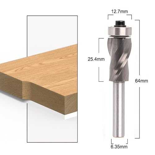 Temhyu 1/4" 6mm Schaft Kompression Flush Trim Vollhartmetall CNC Fräser for Holzbearbeitung Schaftfräser(6.35mm shank-01) von Temhyu