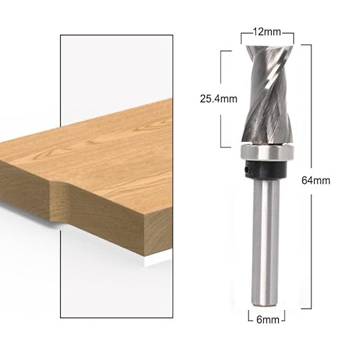 Temhyu 1/4" 6mm Schaft Kompression Flush Trim Vollhartmetall CNC Fräser for Holzbearbeitung Schaftfräser(6mm shank) von Temhyu