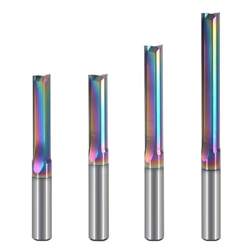 Temhyu 10 Stück 3,175/4/5/6/8 mm Schaft, zwei Nuten, DLC-Beschichtung, gerader Schlitzfräser, CNC-zweidimensionale Schneidwerkzeuge, Fräser, Holzbearbeitungs-Schaftfräser(6.0x22x50L) von Temhyu