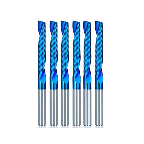 Temhyu 10 Stück 3,175 Schaft Einzelflöte CNC-Fräser Wolframkarbid-Spiralschaftfräser Fräser 1/1,5/2/2,5/3,175 mm(1.5x3.175x12mm) von Temhyu