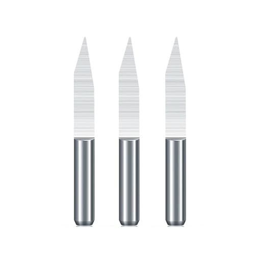 Temhyu 10 Stück 3,175 mm (1/8 Zoll) Schaft V-Form Fräser 30 40 Grad Hartmetall PCB Gravur Bits CNC Router Werkzeug(10PCS degree40X0.1mm) von Temhyu