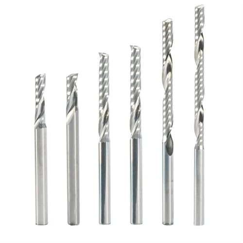Temhyu 10 Stück 3,175 mm 4 mm 5 mm 6 mm Schaft Hartmetall CNC-Fräser Eine einzelne Flöte Schaftfräser Werkzeuge Fräser 17–62 mm(10pcs 5x28) von Temhyu