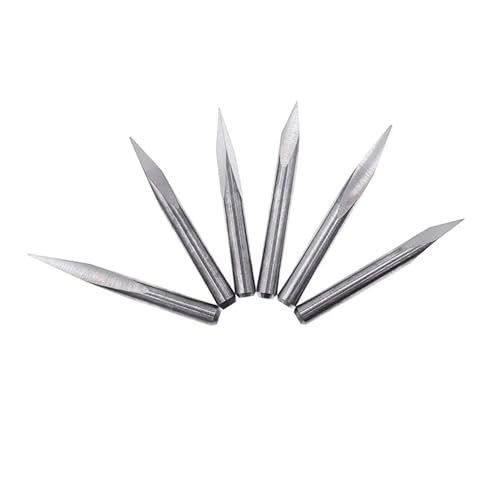Temhyu 10 Stück 3,175 mm Schaft 3 Kanten Pyramidengravur-Bits 3 Flächenbit 10–90 Grad Hartmetall-Schaftfräser Fräser CNC-Fräser(3.175x45x0.3) von Temhyu
