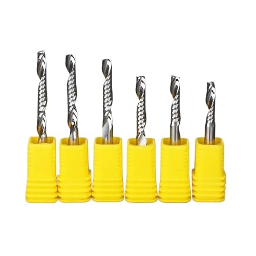 Temhyu 10 Stück 4 mm, 5 mm, 6 mm, 1/8 Zoll Schaft, Hartmetall-CNC-Fräser, eine einzelne Flöte, Schaftfräser, Fräser, CEL 3–52 mm(5x28) von Temhyu