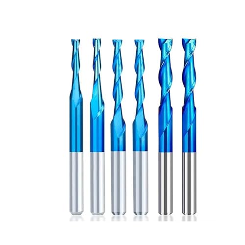 Temhyu 10 Stück CNC-Fräser mit 3,175 mm Schaft, blau beschichtet, spiralförmig, flache Schaftfräser, zweischneidige CNC-Fräser, 1–3,175 mm CNC-Fräser(2.5x3.175x17mm) von Temhyu