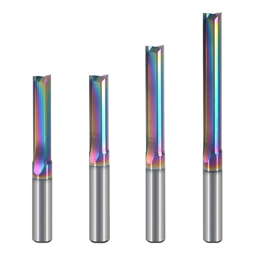 Temhyu 10 Stücke 3,175/4/5/6/8mm Schaft 2 Flöten Beschichtung Gerade Schlitz Fräser CNC Zwei Dimension Schneidwerkzeuge Fräser Holzbearbeitung Schaftfräser(3.175x2.0x12x38L) von Temhyu