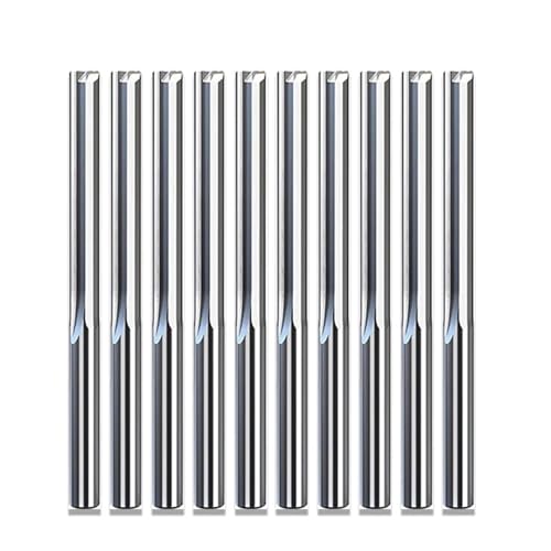 Temhyu 10 stücke 3,175mm 4mm 6mm 8mm Zwei Flöten Gerade Slot Bit Holz Cutter CNC Vollhartmetall zwei Doppel Flöte Bits CNC Router Bits(10x10x62x100) von Temhyu