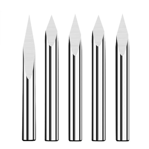 Temhyu 10 stücke 3,175mm Schaft CNC Gravur Bit 3 Rand Pyramide Gravur Bits 20-90D Hartmetall-schaftfräser CNC Router Bit fräser(10pcs 20Dx0.3mm) von Temhyu