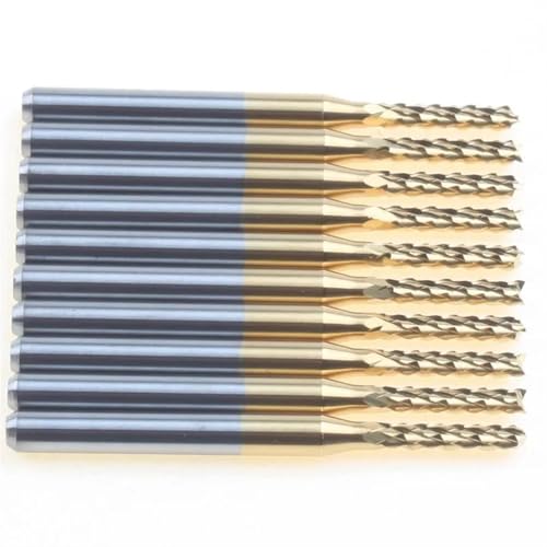 Temhyu 10 stücke 3,175mm Schaft Titan Beschichtet Fräser Down Cut CNC Router Hartmetall Mais Schaftfräser Bits for PCB maschine(3.175x1.3x8x38L) von Temhyu