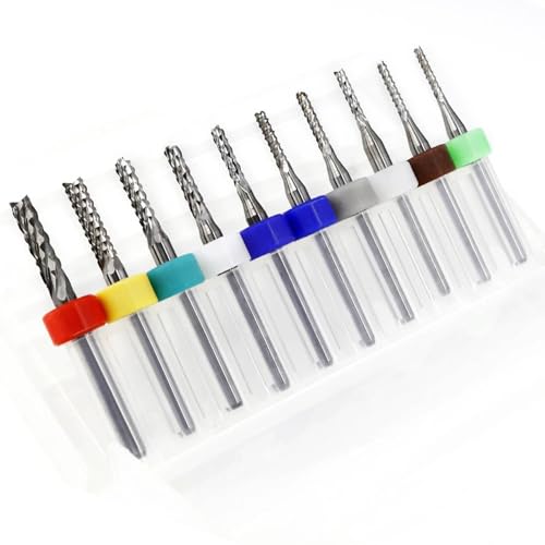 Temhyu 10Pcs 3,175mm 1/8 "Schaft PCB Mais Zähne Ende Mühle Gravur Bits CNC Router Bits Set Fräser hartmetall Fräsen Werkzeuge(2.4mm 10Pcs) von Temhyu