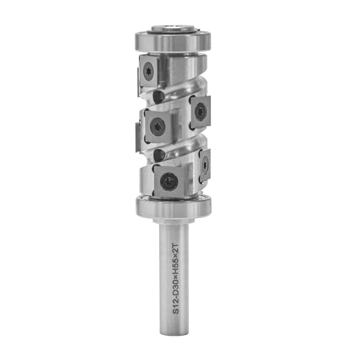 Temhyu 12 mm 12,7 mm Schaft, CNC-Spiralschneider, Holzbearbeitungs-Schaftfräser, vertikaler Bündigfräser mit 12 x 12 x 2,2 mm Hartmetallschneider(L55xD30xd12.7) von Temhyu