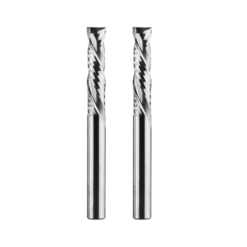 Temhyu 2PCS Kompression Fräser Holz UP & DOWN Cut Zwei Flöte Spirale Hartmetall Fräsen Werkzeug CNC Router Bits Holz schaftfräser(2PC-SP2FC-D8.0-L45) von Temhyu