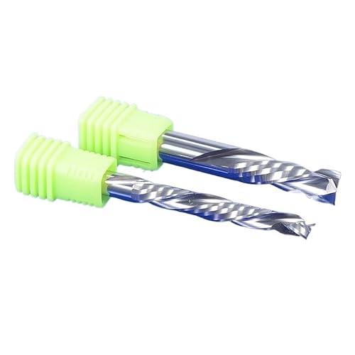 Temhyu 2Pcs 3,175mm 6mm Schaft Zwei Flöte UP DOWN Cut Fräser 2 Spirale Hartmetall-schaftfräser CNC Router Bit Gravur Bits for Holz Harte Bord(4.0x25x45L) von Temhyu