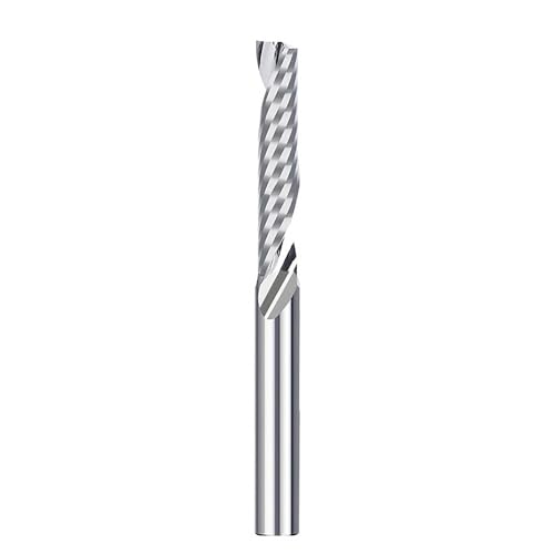 Temhyu 3,175/4/5/6/8mm Schaft Fräser Einzelne Flöte CNC Router Bit UP Cut spirale Hartmetall-schaftfräser for MDF Gravur Bit(4x4x17x45) von Temhyu