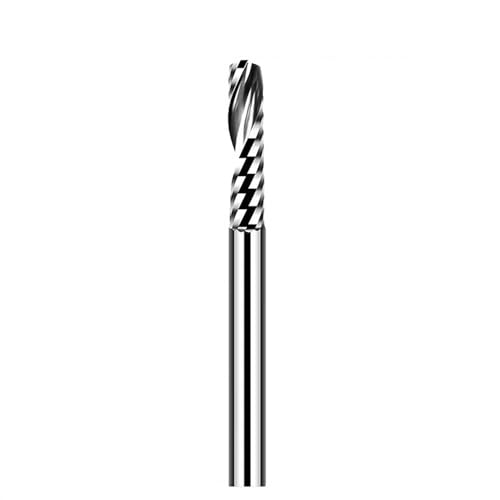 Temhyu 3,175/4/5/6/8mm Schaft Spirale Schaftfräser Einzelne Flöte Fräser 3D CNC Router Bit Gravur Schnitt for Acryl Aluminium(D6x12x6Dx50L) von Temhyu